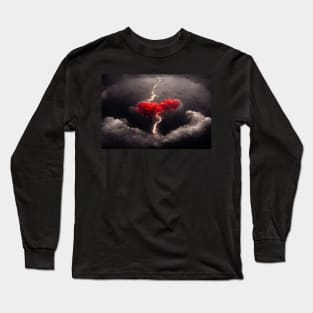 Red Broken Heart in the Clouds /  Broken Hearts Unwind Designs Long Sleeve T-Shirt